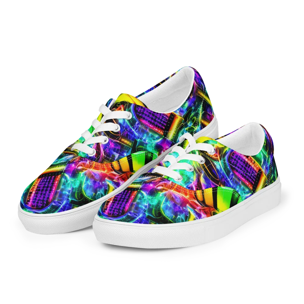 Neon Racket Riot on Men's Lace-Up Canvas Shoes — Left Front