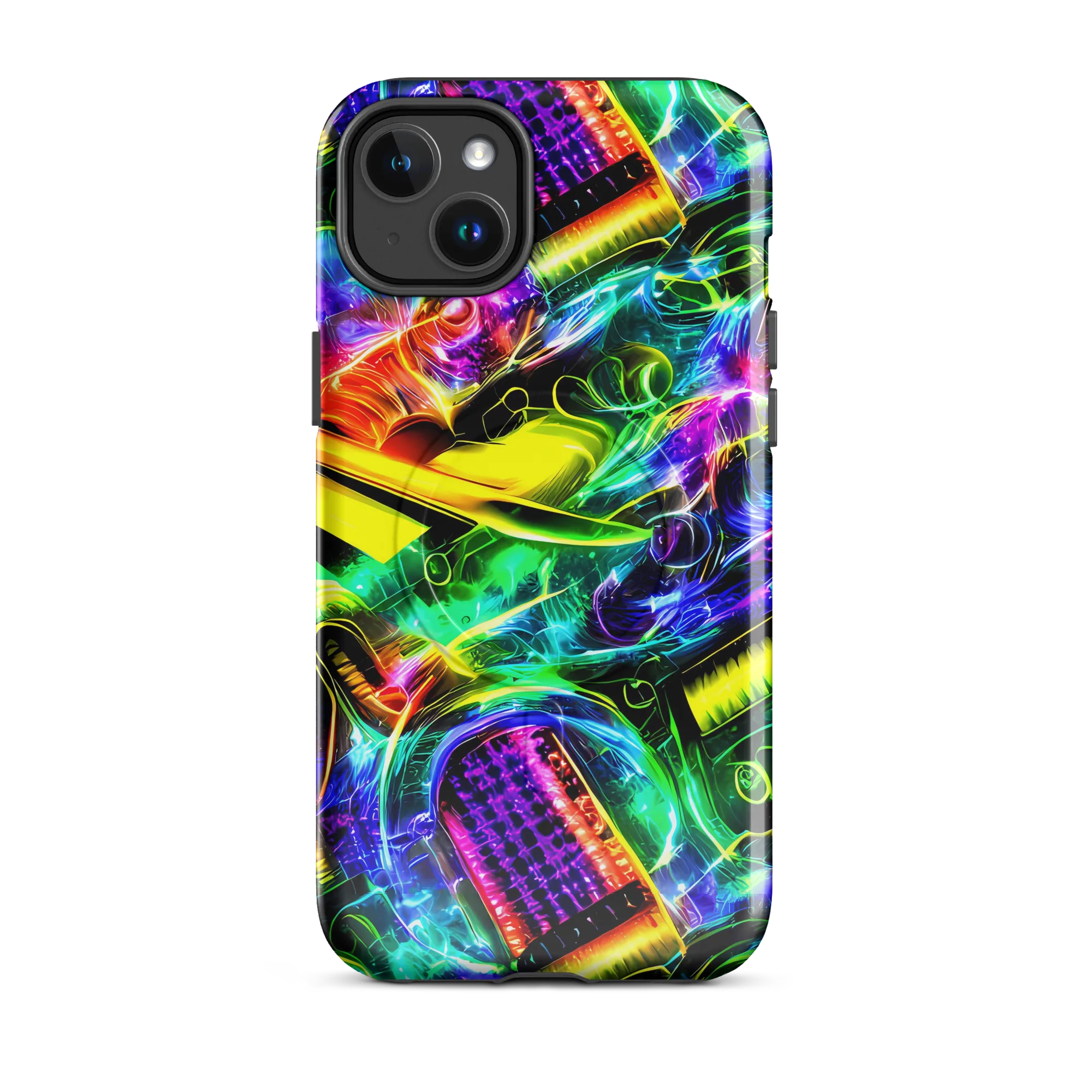 Neon Racket Riot on MagSafe Tough Case for iPhone® — Front
