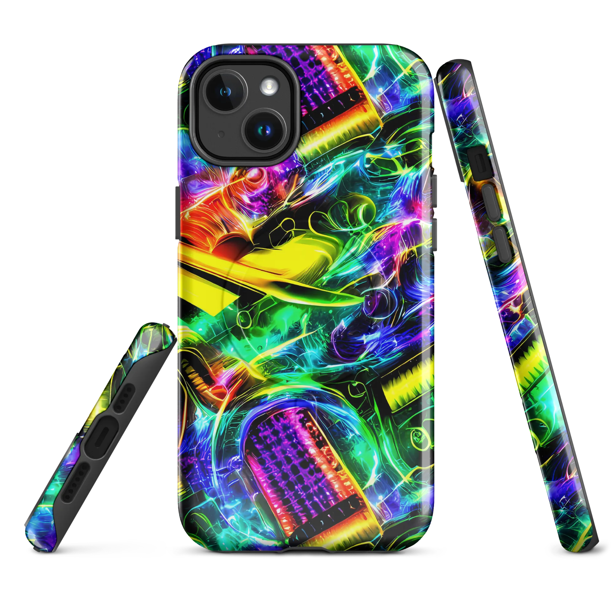 Neon Racket Riot on MagSafe Tough Case for iPhone® — Front
