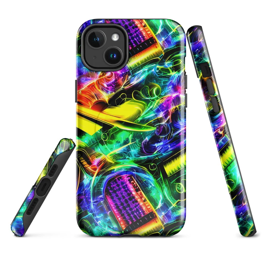 Neon Racket Riot on MagSafe Tough Case for iPhone® — Front