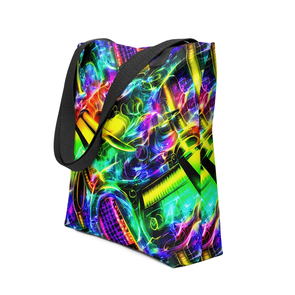 Neon Racket Riot on Tote Bag — Front