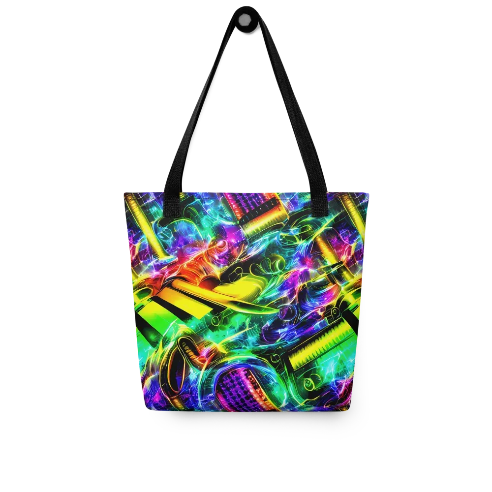 Neon Racket Riot on Tote Bag — Front