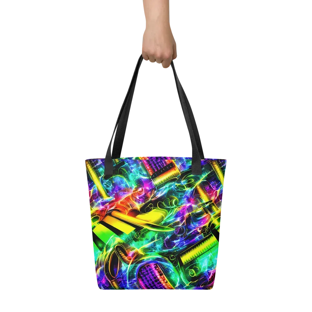 Neon Racket Riot on Tote Bag — Front