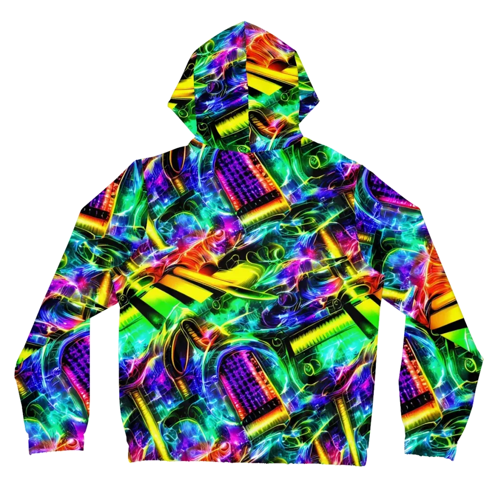 Neon Racket Riot on Women's Full-Zip Hoodie — Back