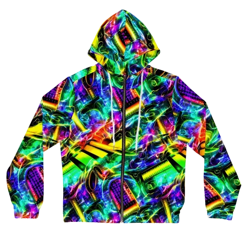 Neon Racket Riot on a Women's Full-Zip Hoodie