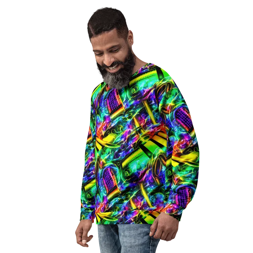 Neon Racket Riot on Sweatshirt — Left Front