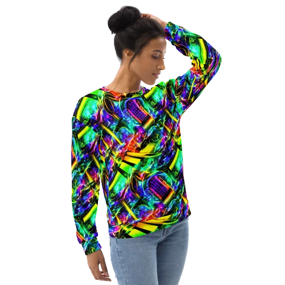 Neon Racket Riot on Sweatshirt — Right Front