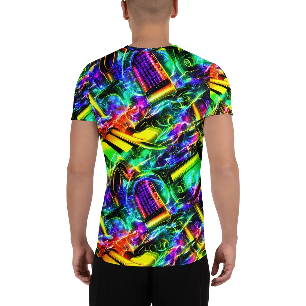 Neon Racket Riot on Men's Athletic T-Shirt — Back