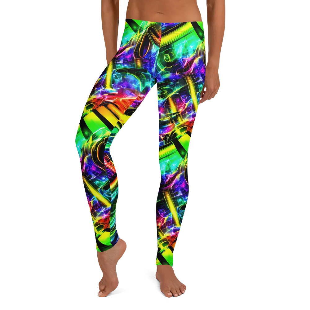 Neon Racket Riot on Leggings — Front
