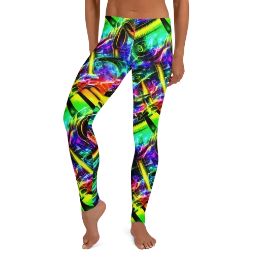 Neon Racket Riot on a Leggings