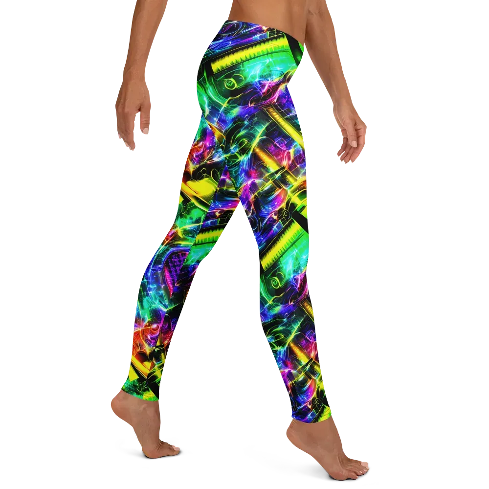 Neon Racket Riot on Leggings — Right