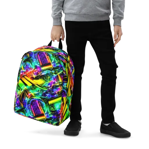 Neon Racket Riot on a Minimalist Backpack