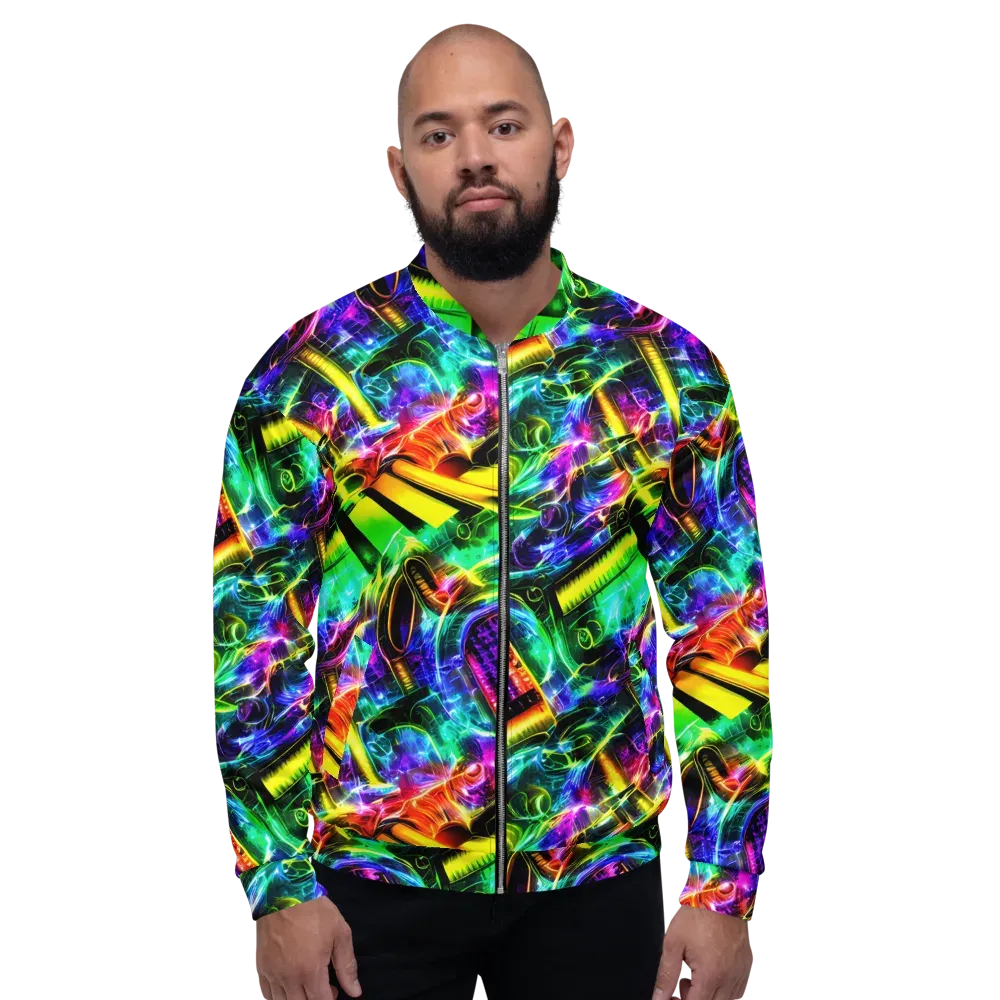 Neon Racket Riot on Bomber Jacket — Front