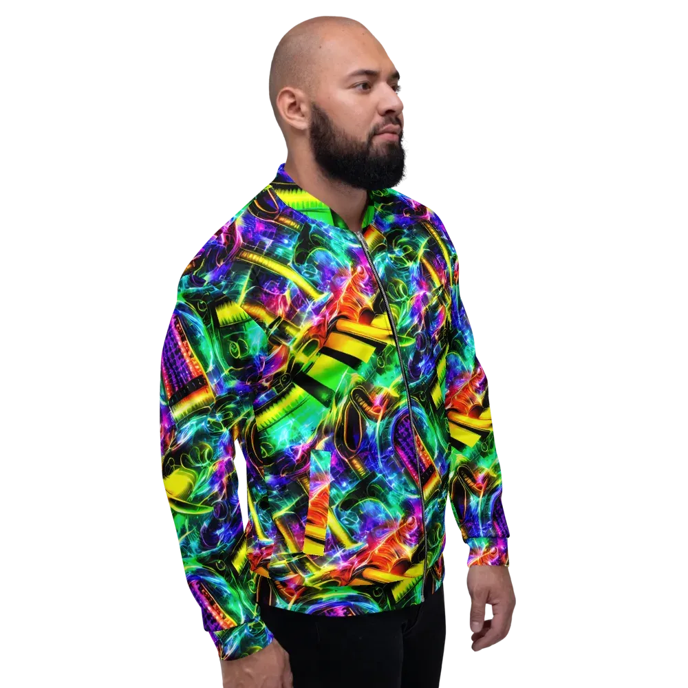Neon Racket Riot on Bomber Jacket — Right