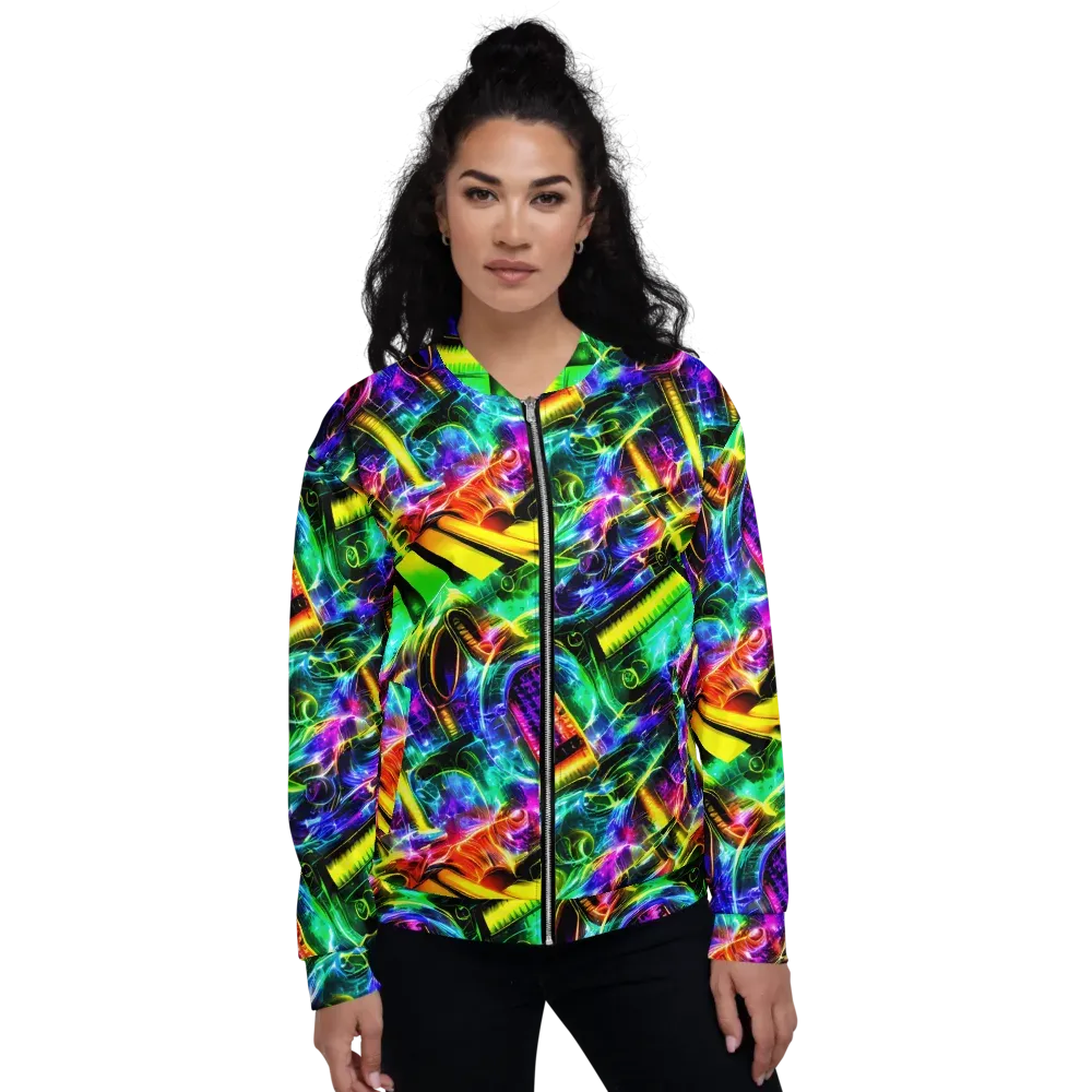 Neon Racket Riot on Bomber Jacket — Front