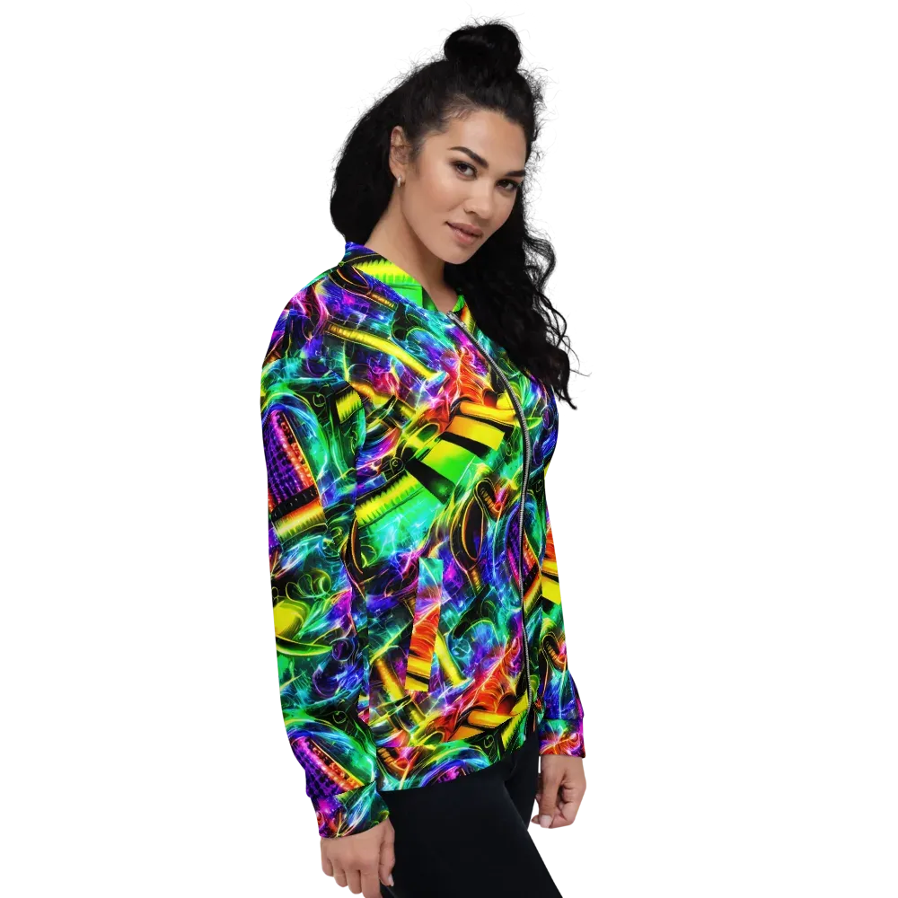 Neon Racket Riot on Bomber Jacket — Right