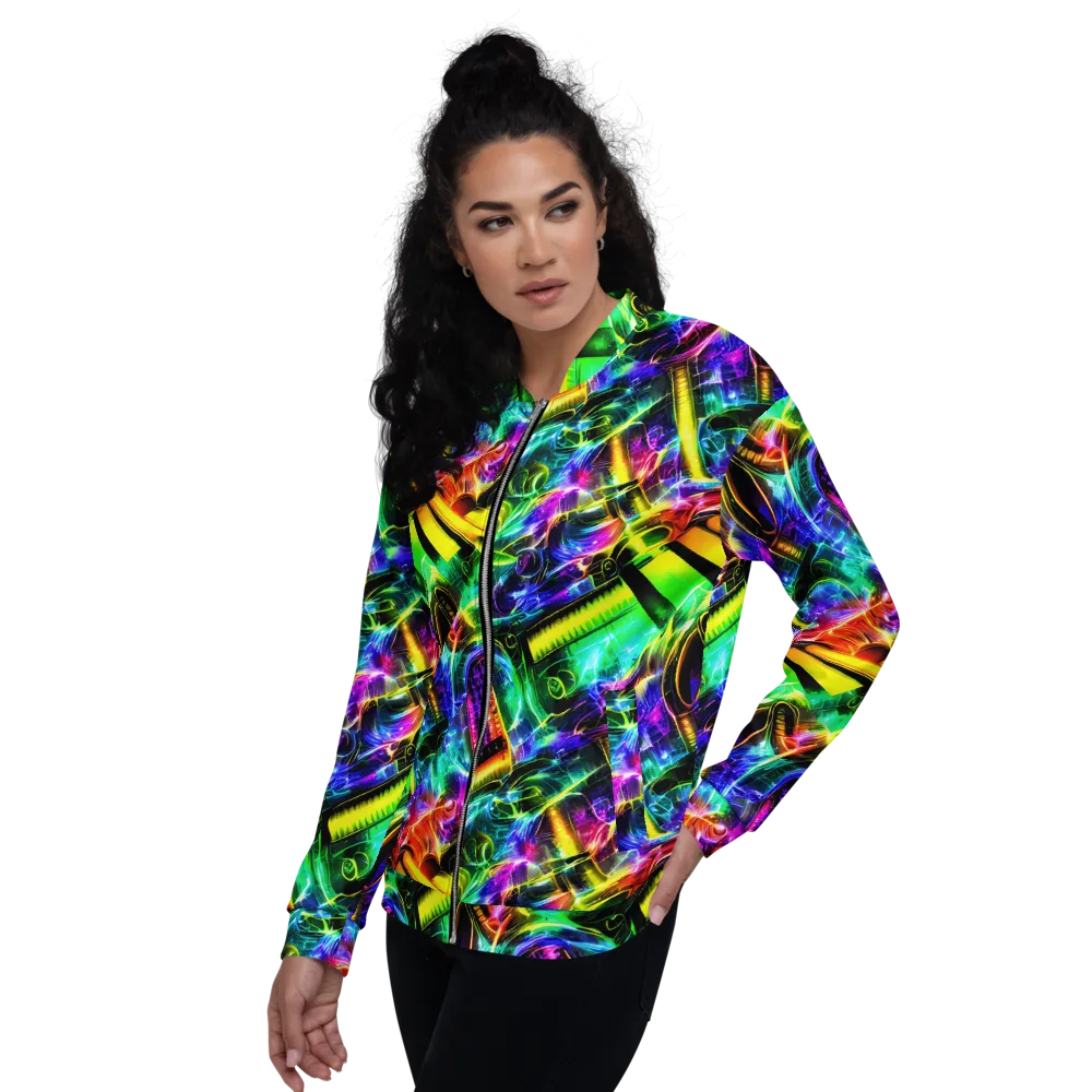 Neon Racket Riot on Bomber Jacket — Left