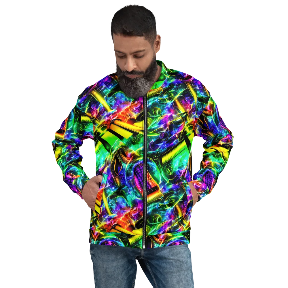 Neon Racket Riot on Bomber Jacket — Front