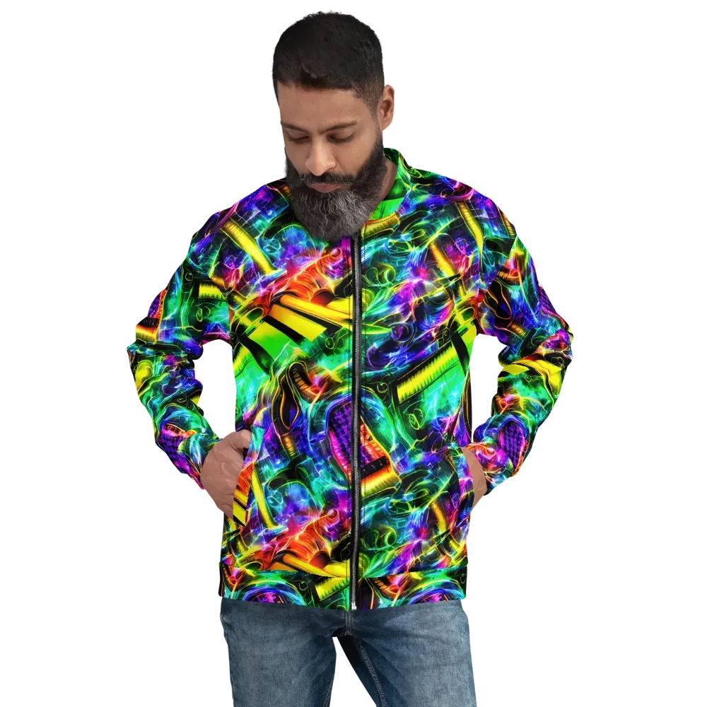 Neon Racket Riot on Bomber Jacket — Front