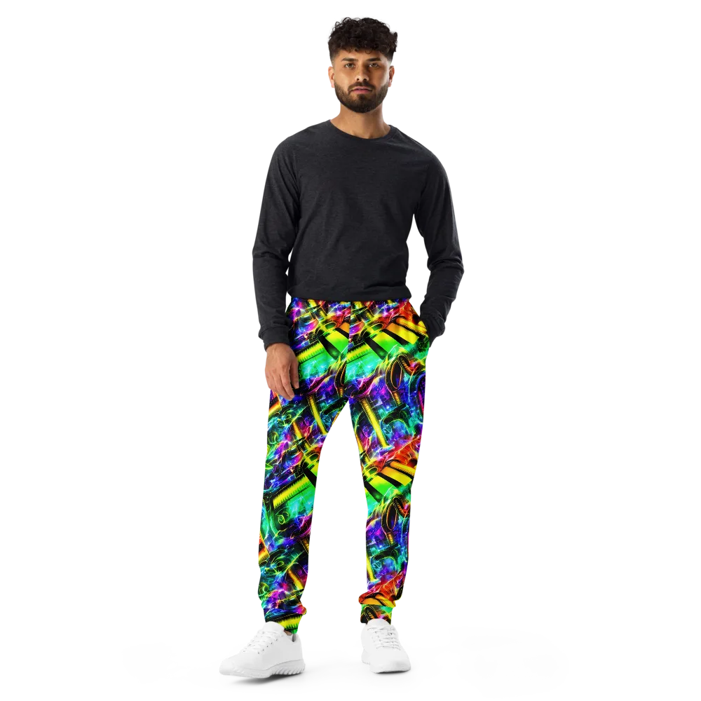 Neon Racket Riot on Men's Joggers — Front