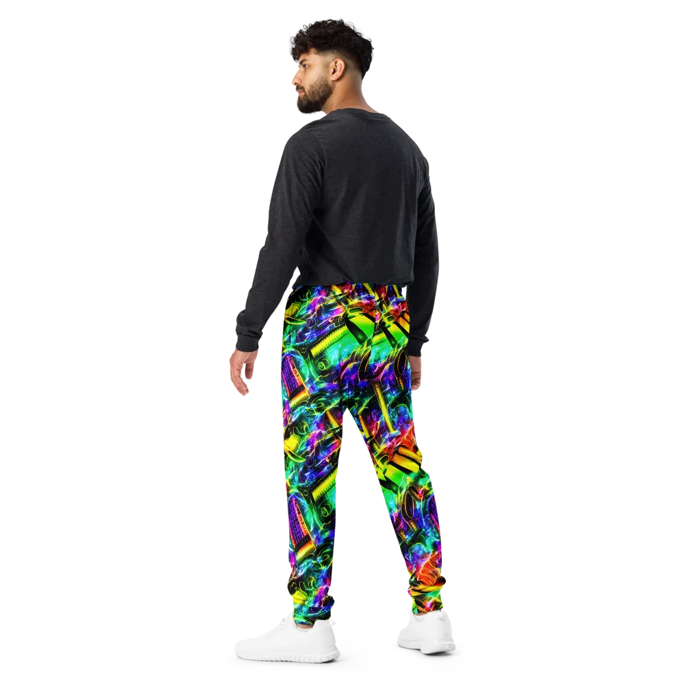 Neon Racket Riot on Men's Joggers — Back