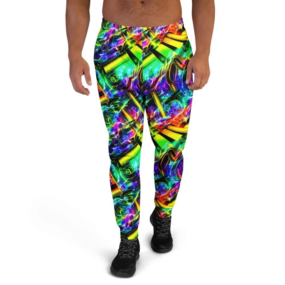 Neon Racket Riot on Men's Joggers — Front