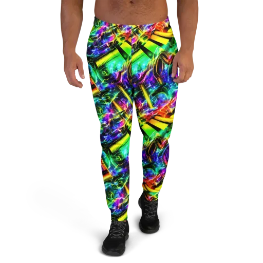 Neon Racket Riot on a Men's Joggers