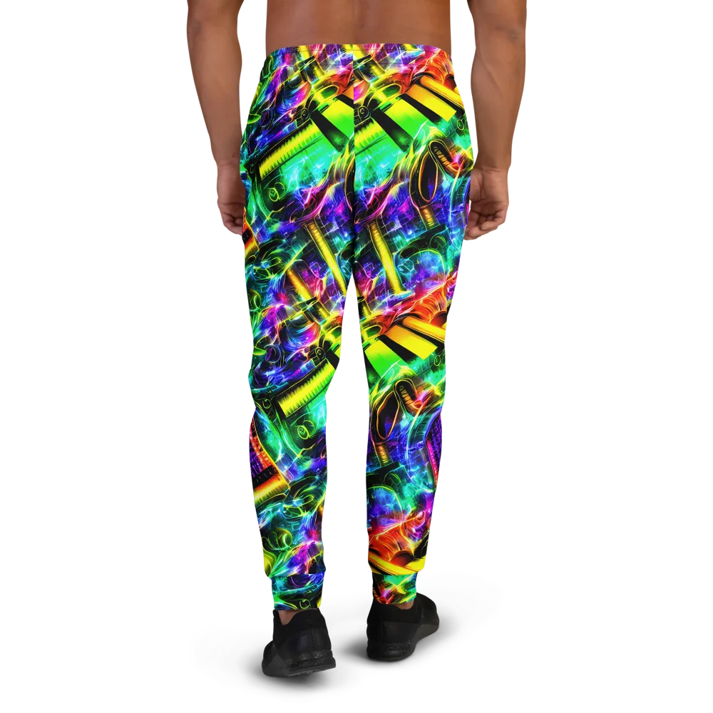 Neon Racket Riot on Men's Joggers — Back