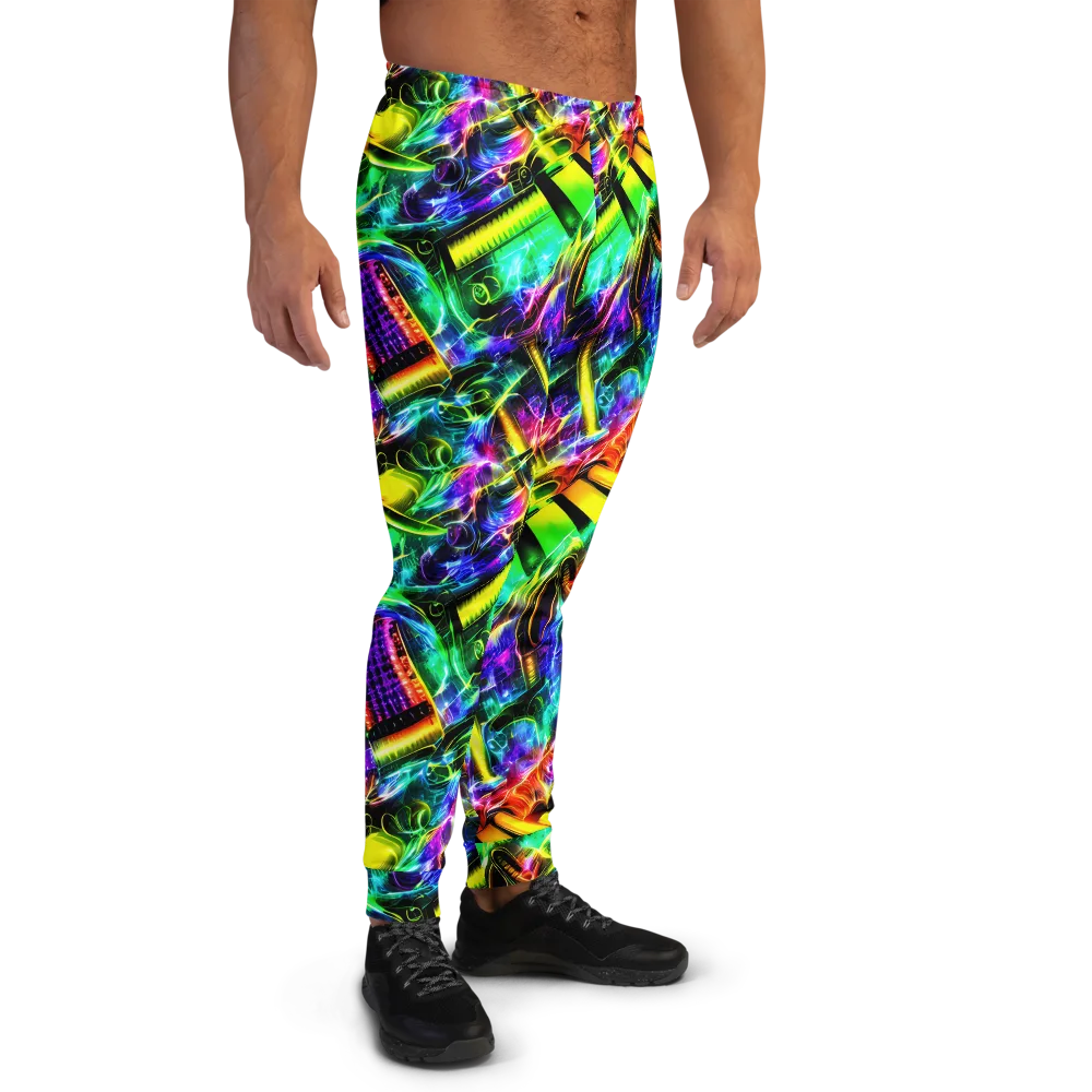 Neon Racket Riot on Men's Joggers — Right