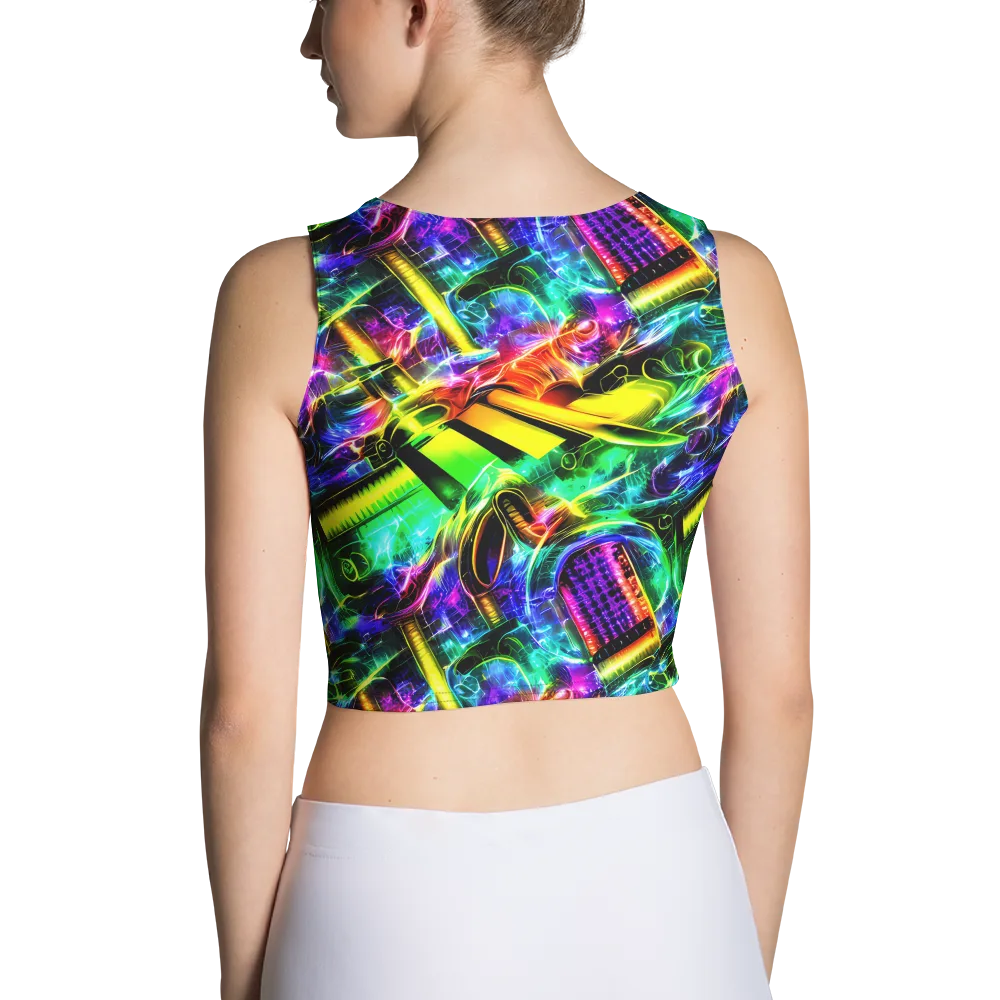 Neon Racket Riot on Crop Top — Back