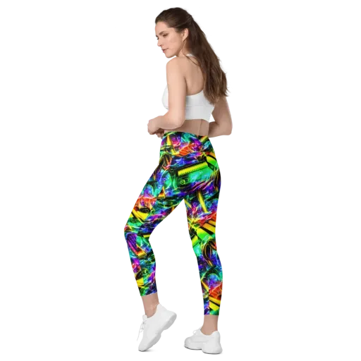 Neon Racket Riot on a Leggings with Pockets