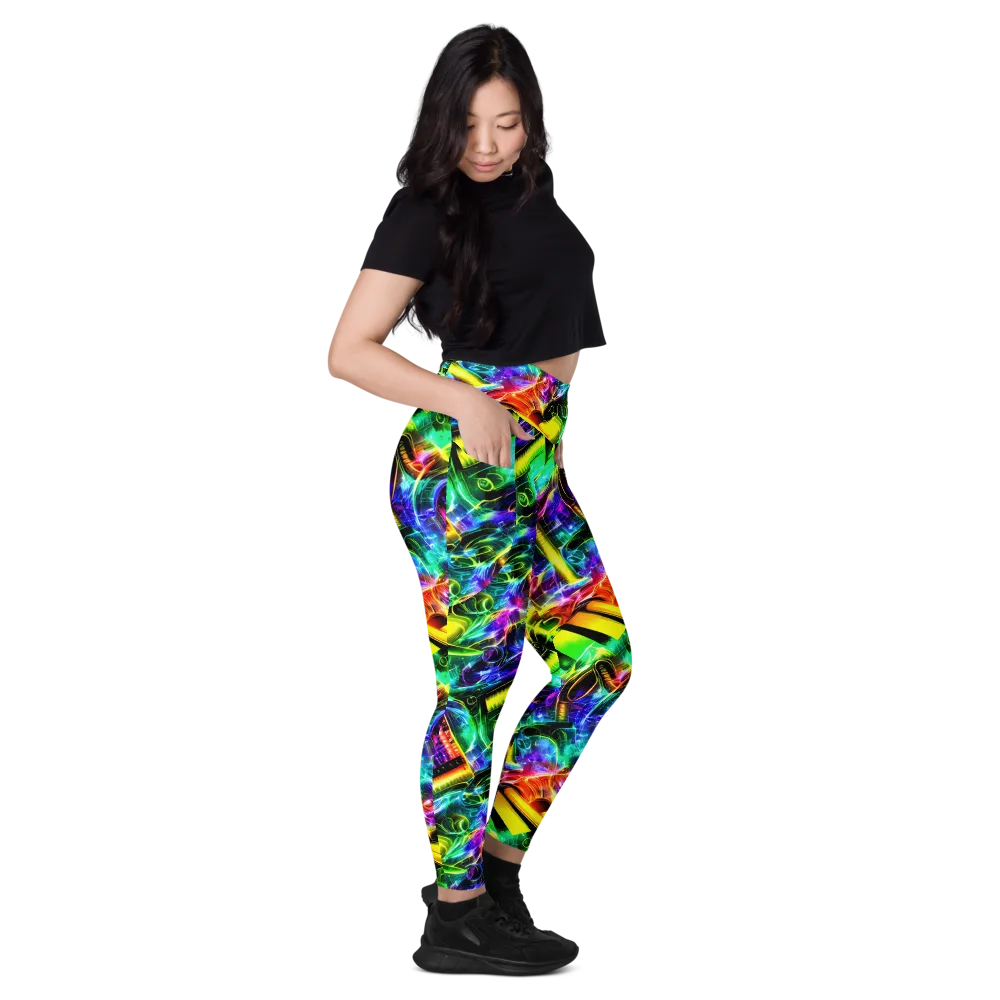 Neon Racket Riot on Leggings with Pockets — Right