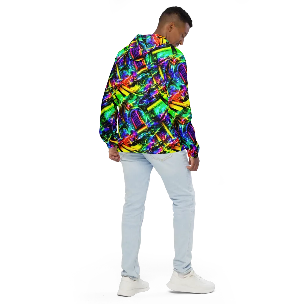 Neon Racket Riot on Men's Windbreaker — Back