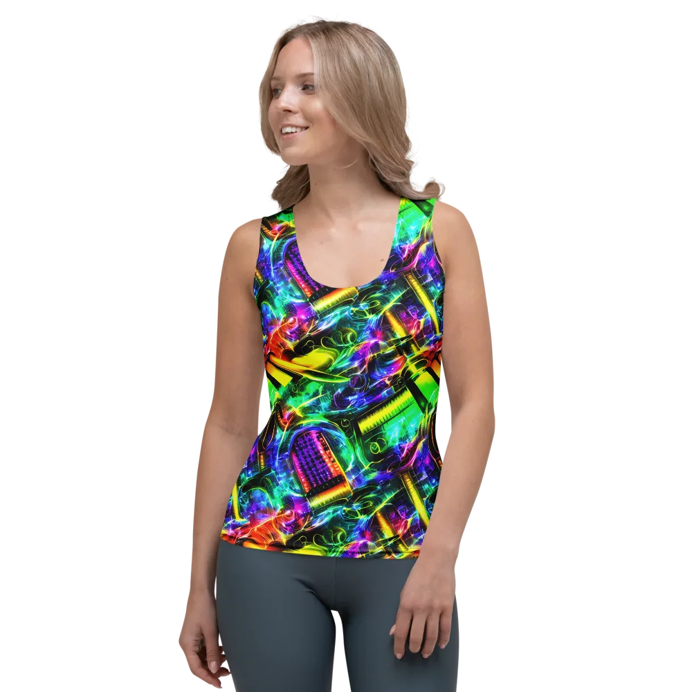 Neon Racket Riot on Women's Tank Top — Front