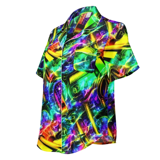 Neon Racket Riot on a Women's Short Sleeve Pajama Top