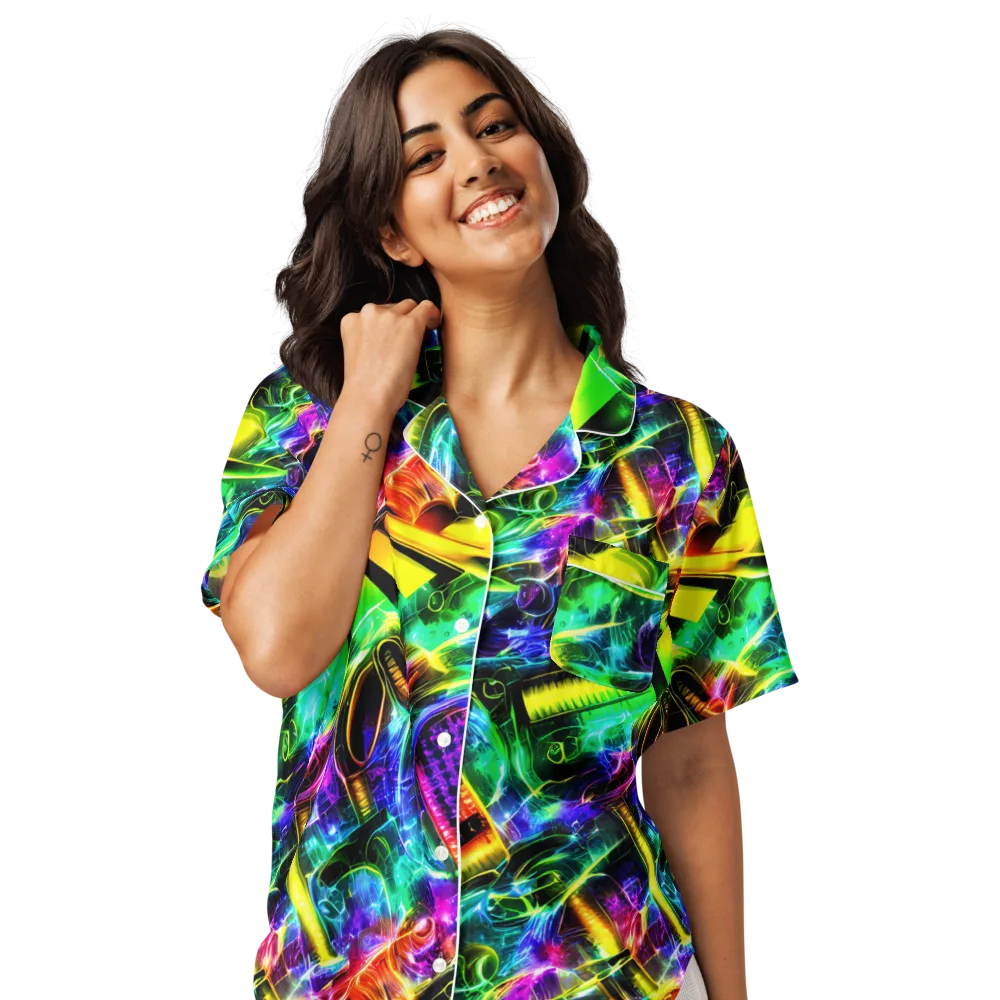 Neon Racket Riot on Women's Short Sleeve Pajama Top — Front