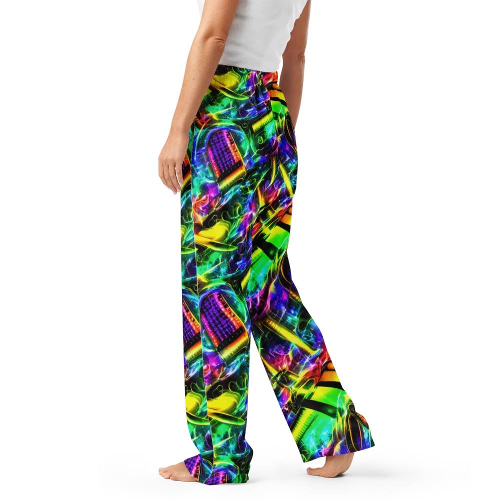 Neon Racket Riot on Women's Pajama Pants — Left