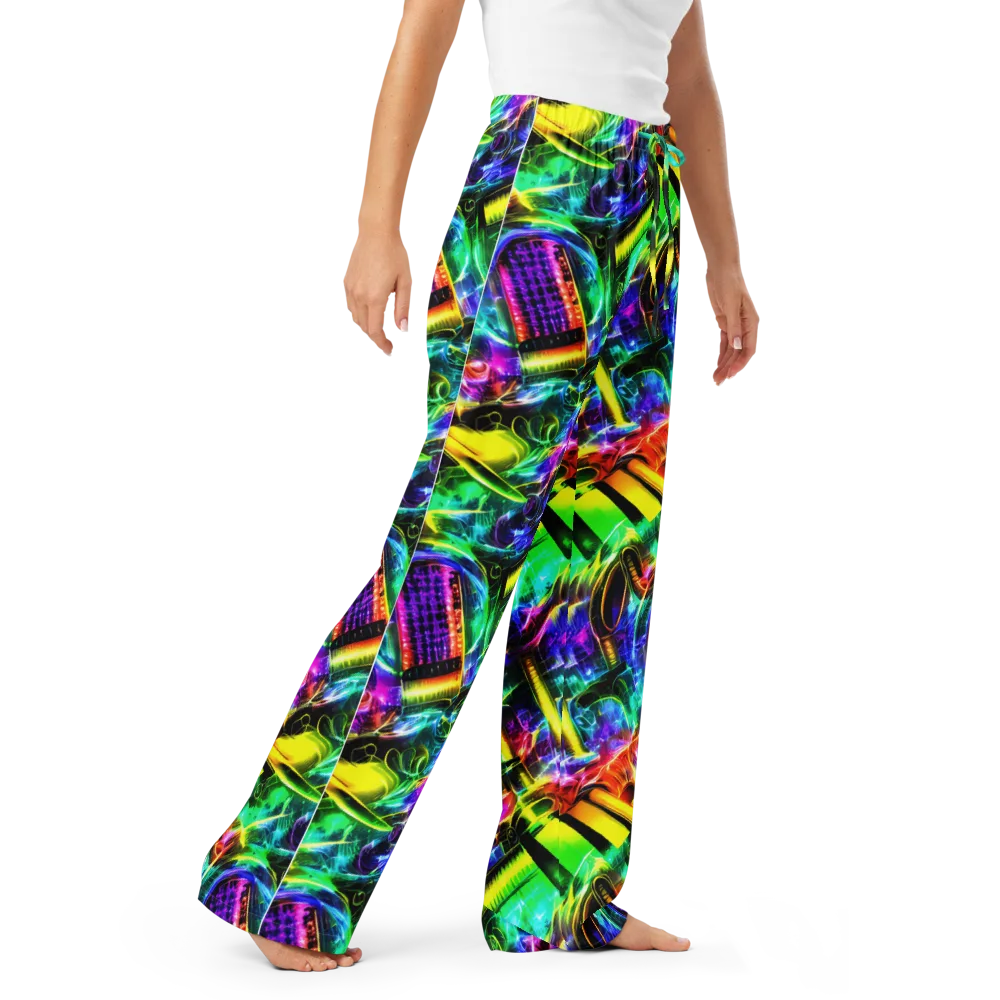 Neon Racket Riot on Women's Pajama Pants — Right Front
