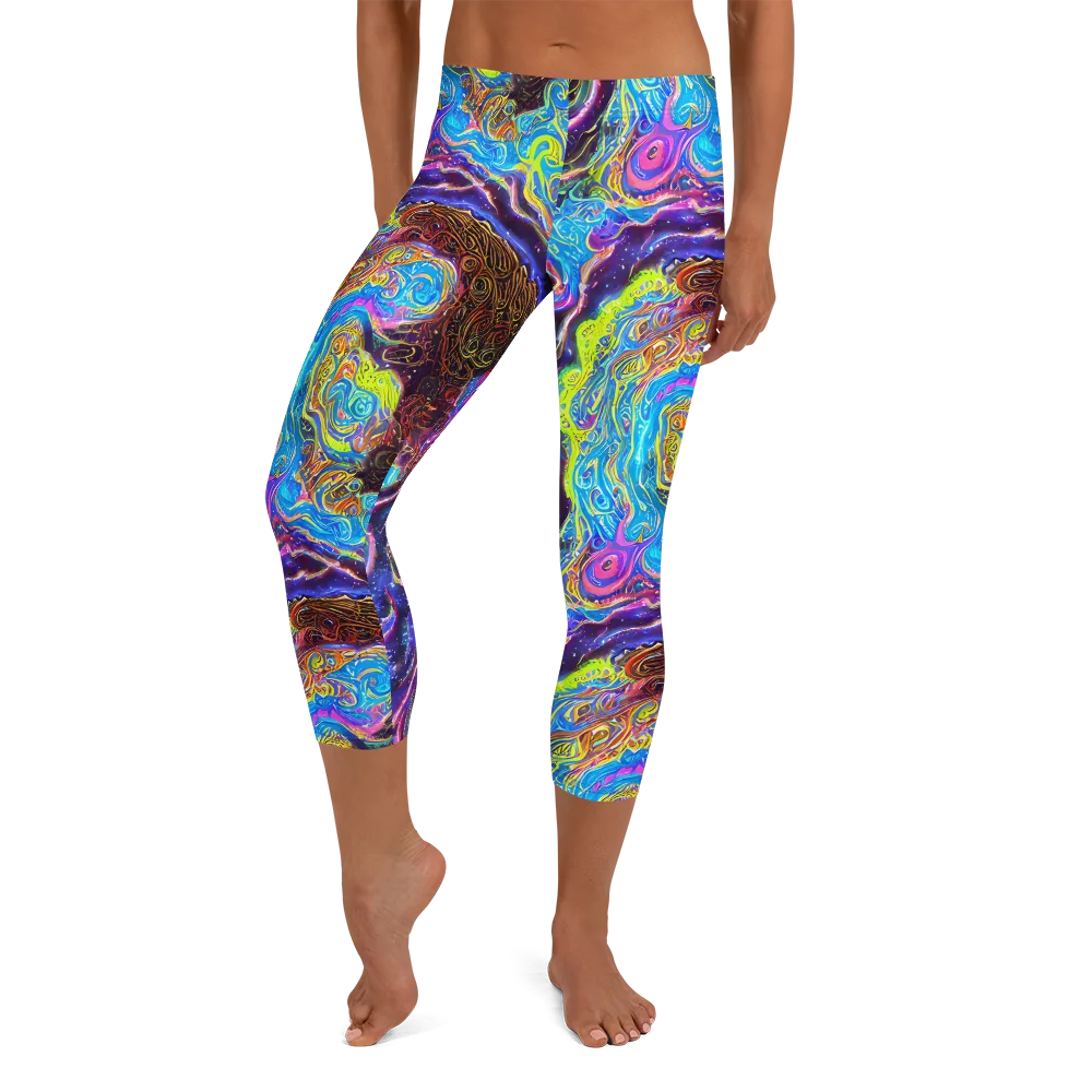 Stellar Riptide on Capri Leggings — Front
