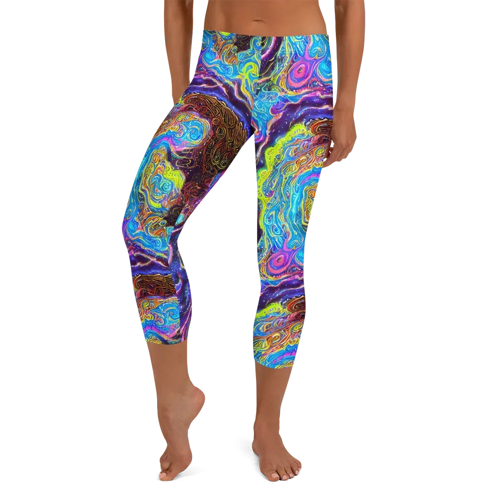 Stellar Riptide on Capri Leggings — Front