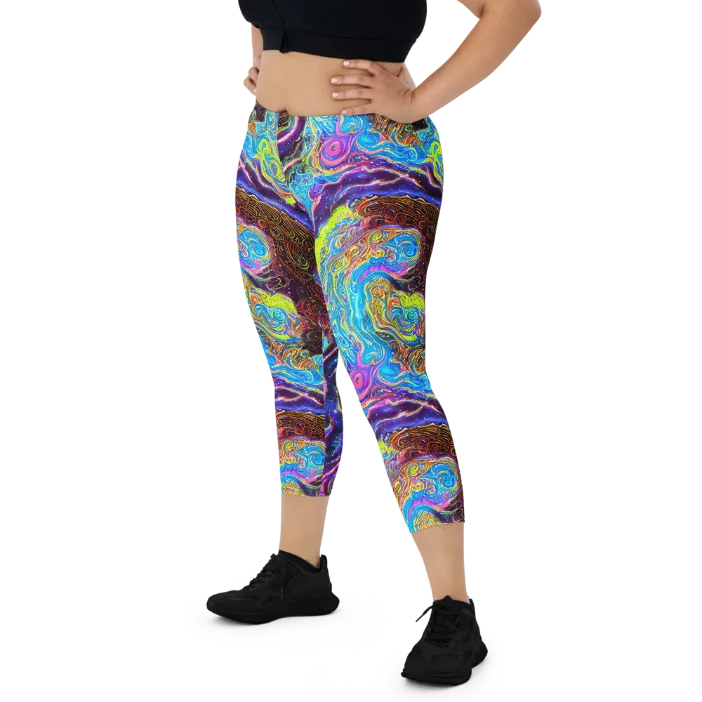 Stellar Riptide on Capri Leggings — Front