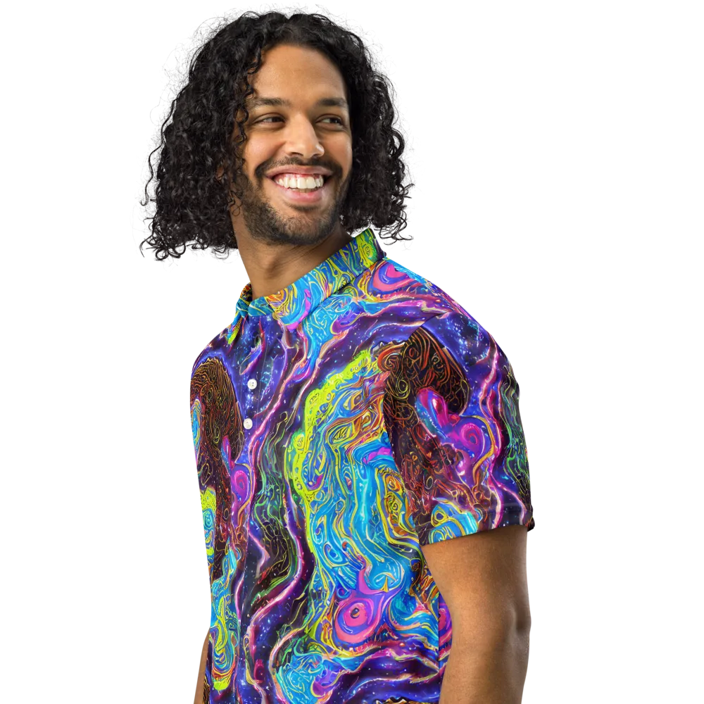 Stellar Riptide on Men's Slim Fit Polo Shirt — Left Front