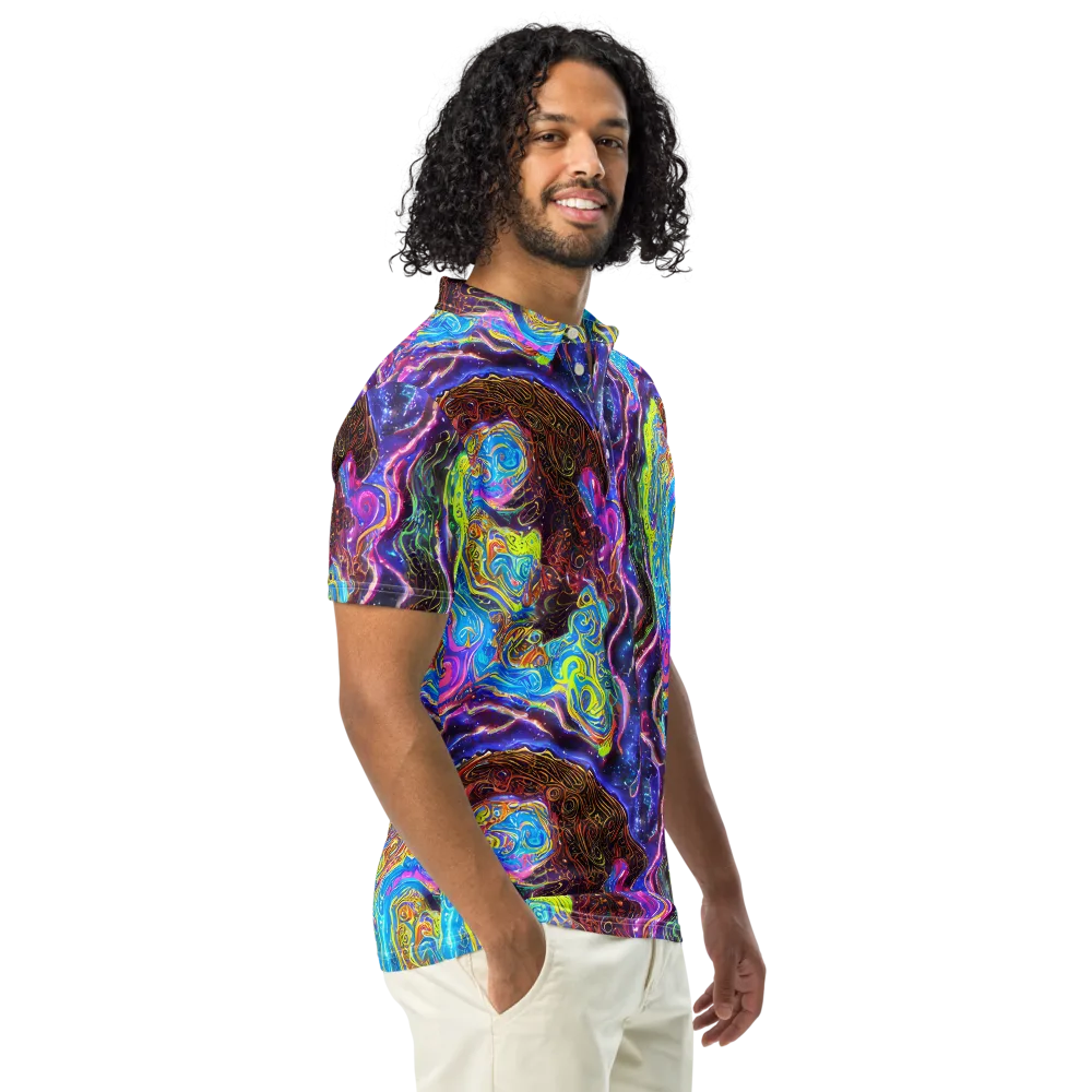 Stellar Riptide on Men's Slim Fit Polo Shirt — Right Front