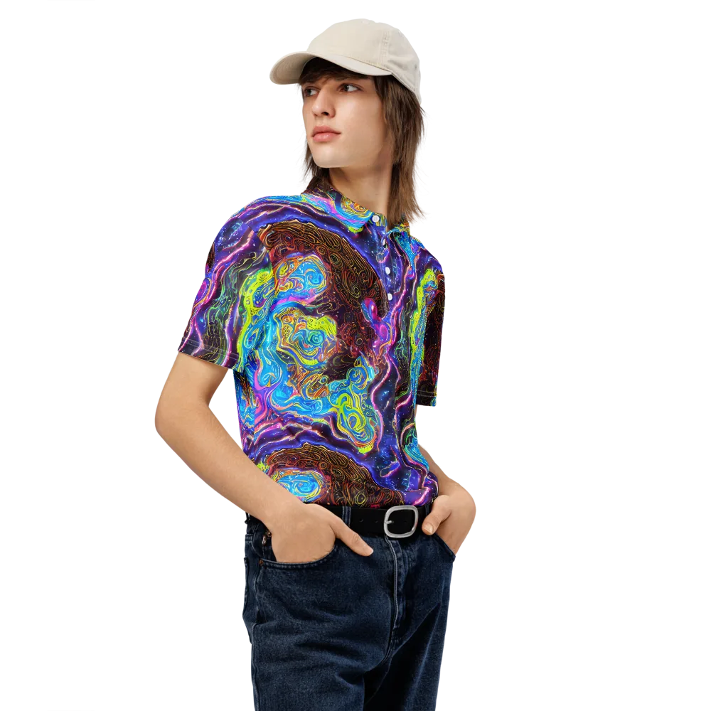 Stellar Riptide on Men's Slim Fit Polo Shirt — Right Front