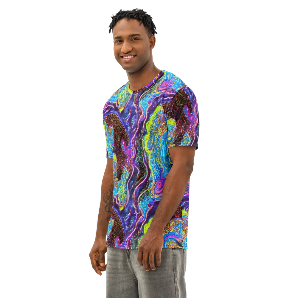 Stellar Riptide on Men's Cotton Crew Neck T-Shirt — Left Front