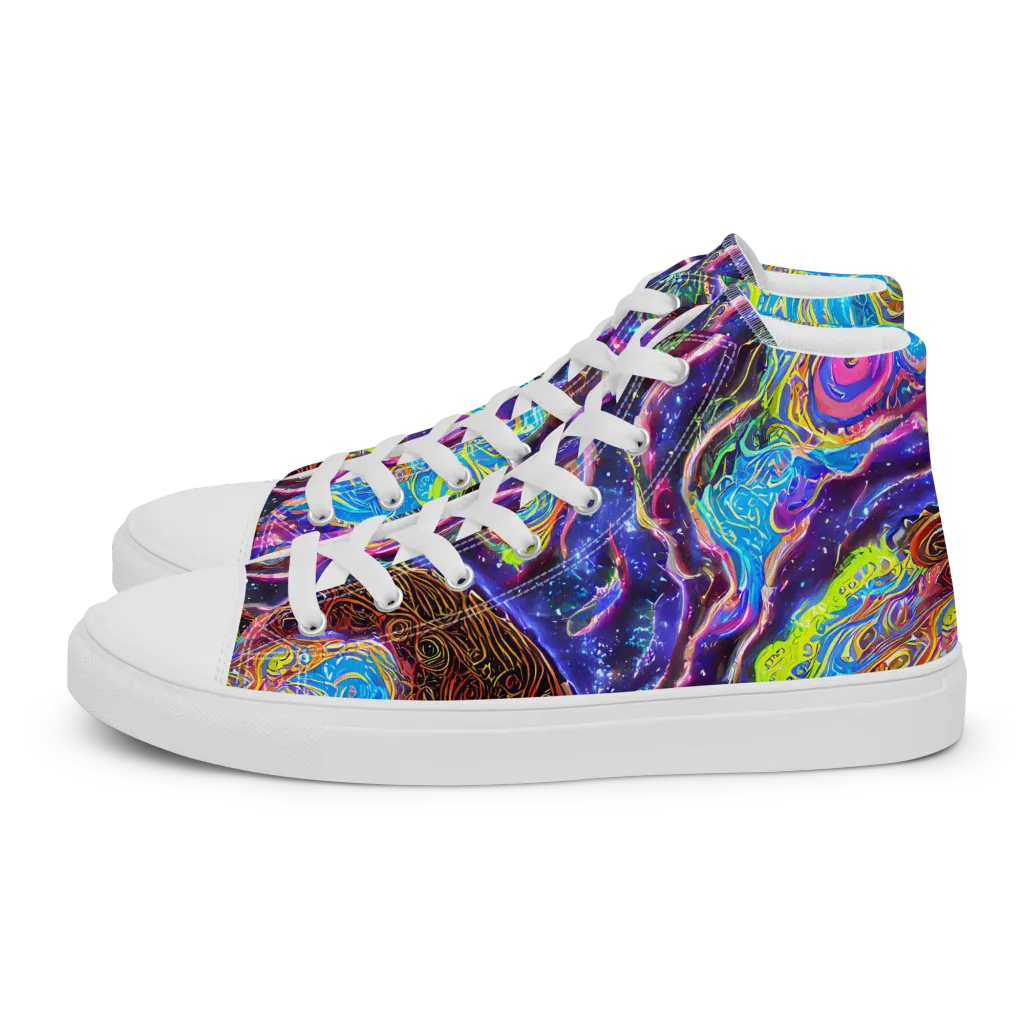 Stellar Riptide on Men's High Top Canvas Shoes — Left