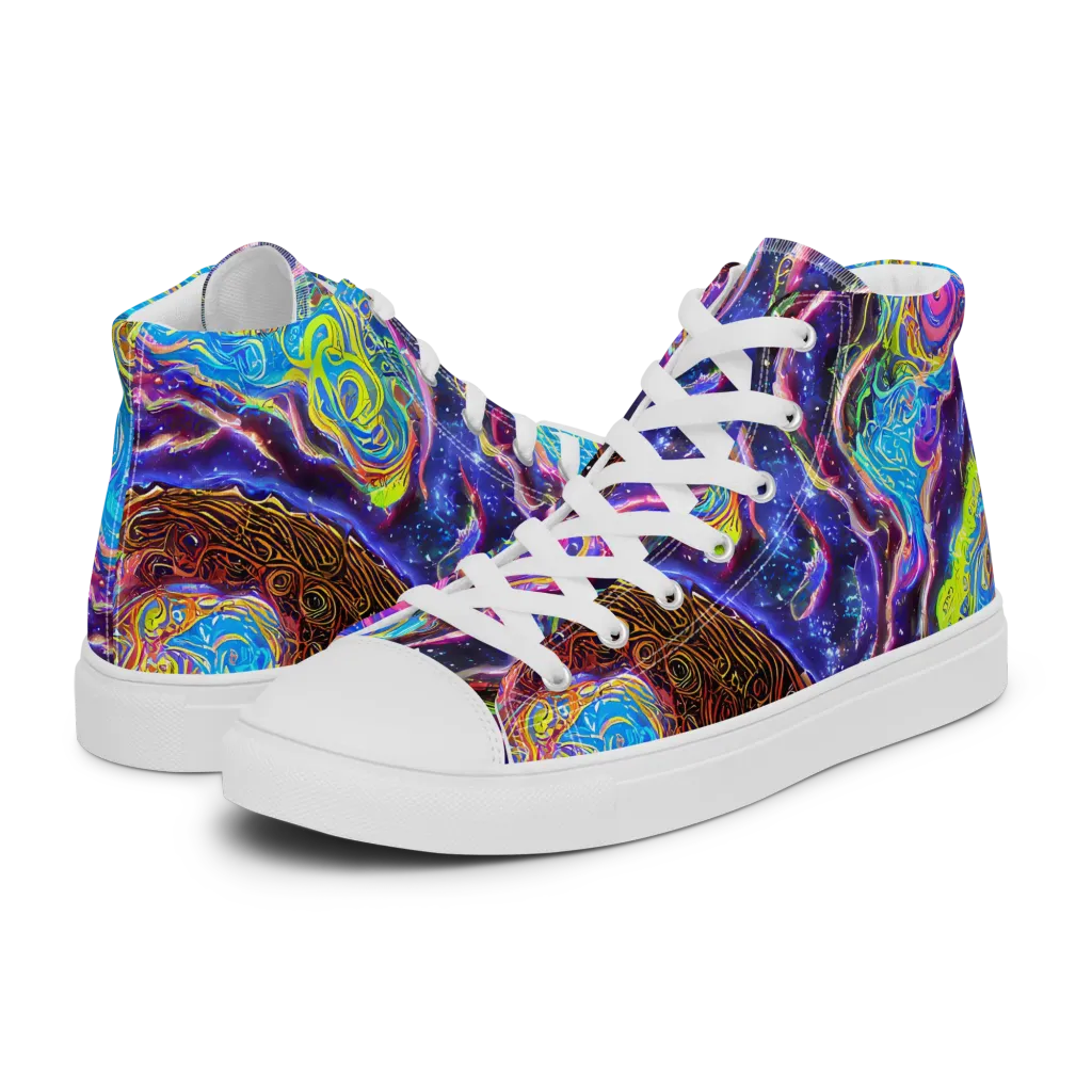 Stellar Riptide on Men's High Top Canvas Shoes — Left