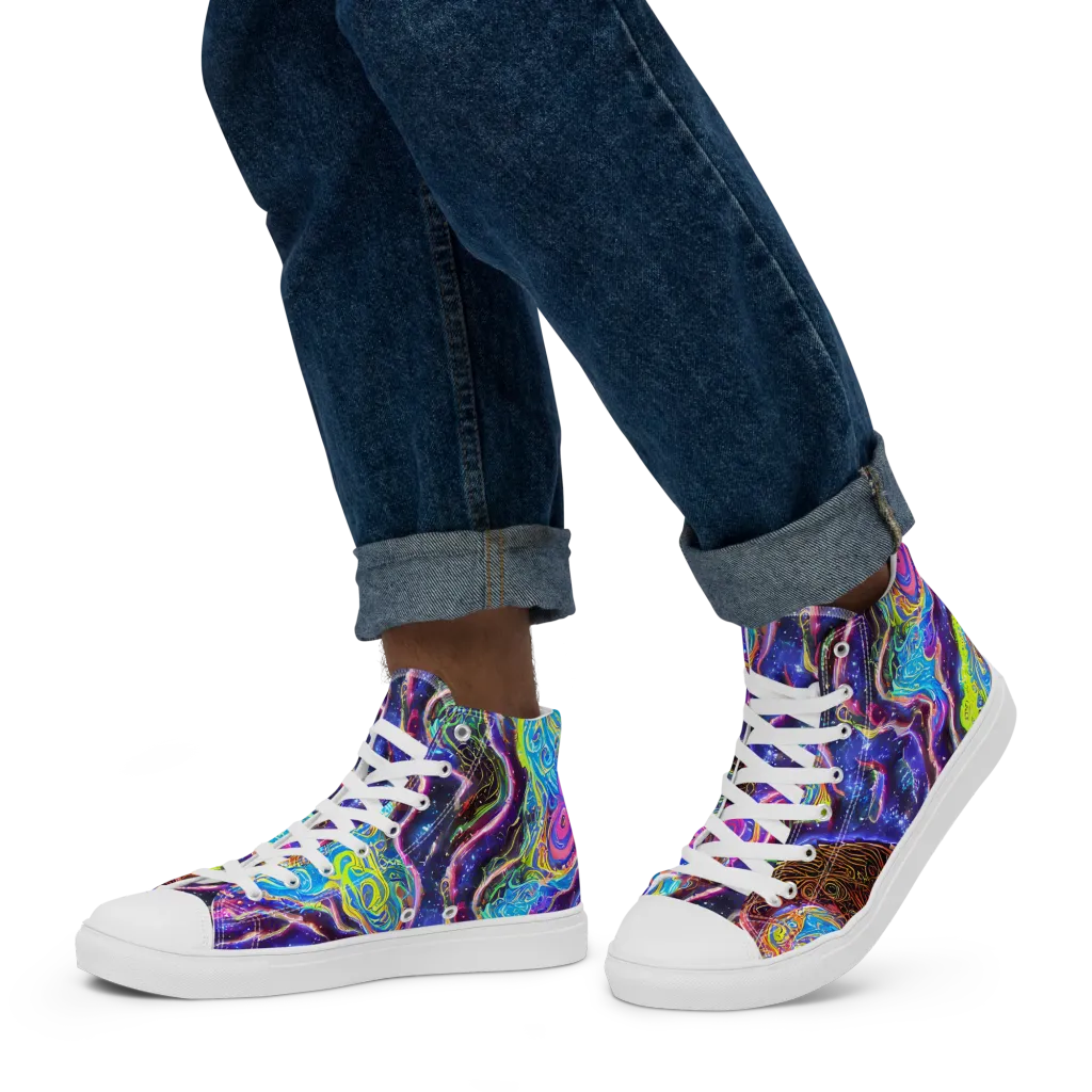 Stellar Riptide on Men's High Top Canvas Shoes — Left