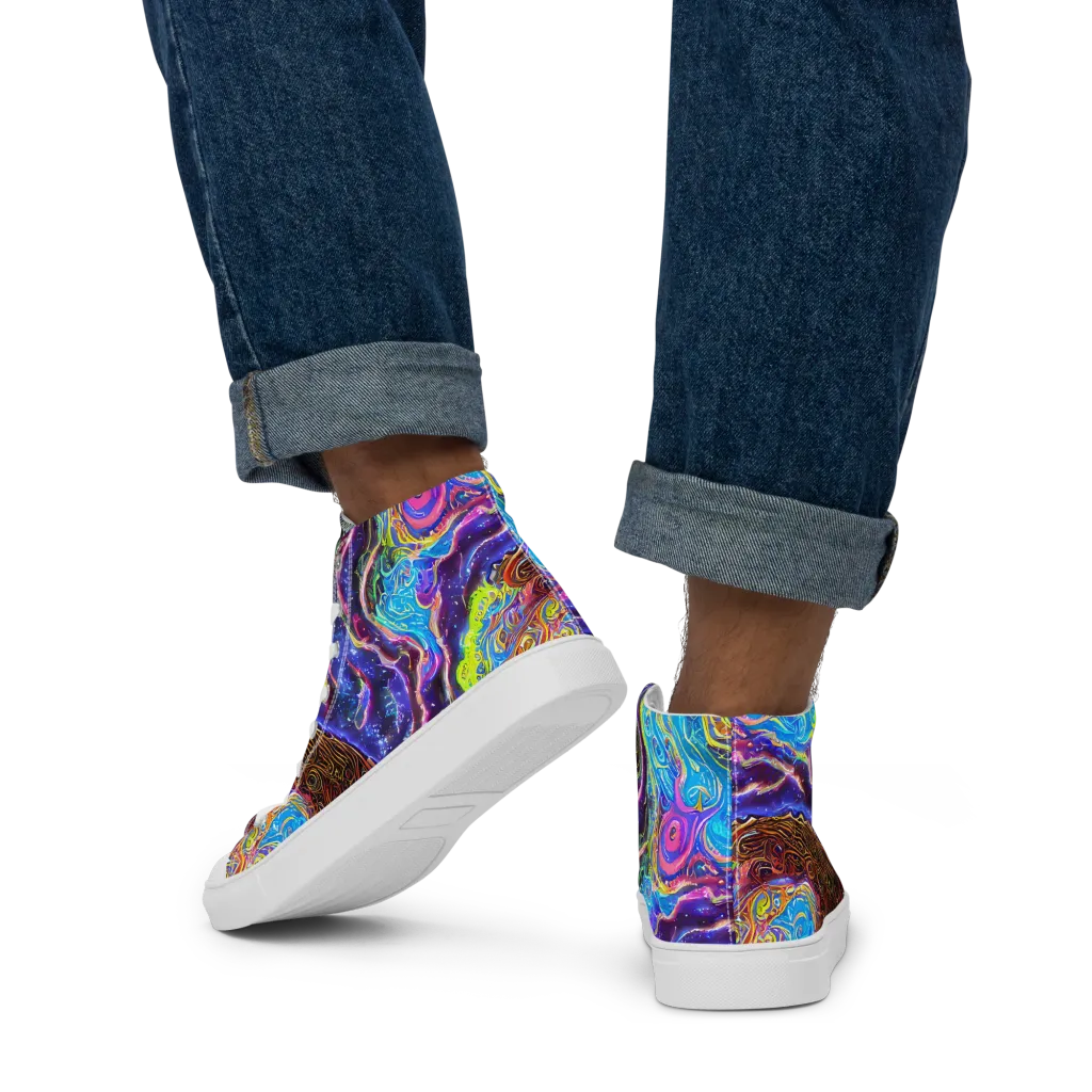 Stellar Riptide on Men's High Top Canvas Shoes — Back