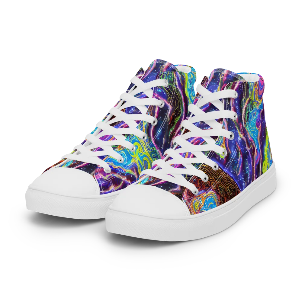 Stellar Riptide on Women's High Top Canvas Shoes — Left Front